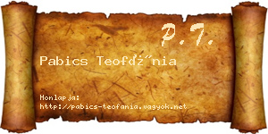 Pabics Teofánia névjegykártya